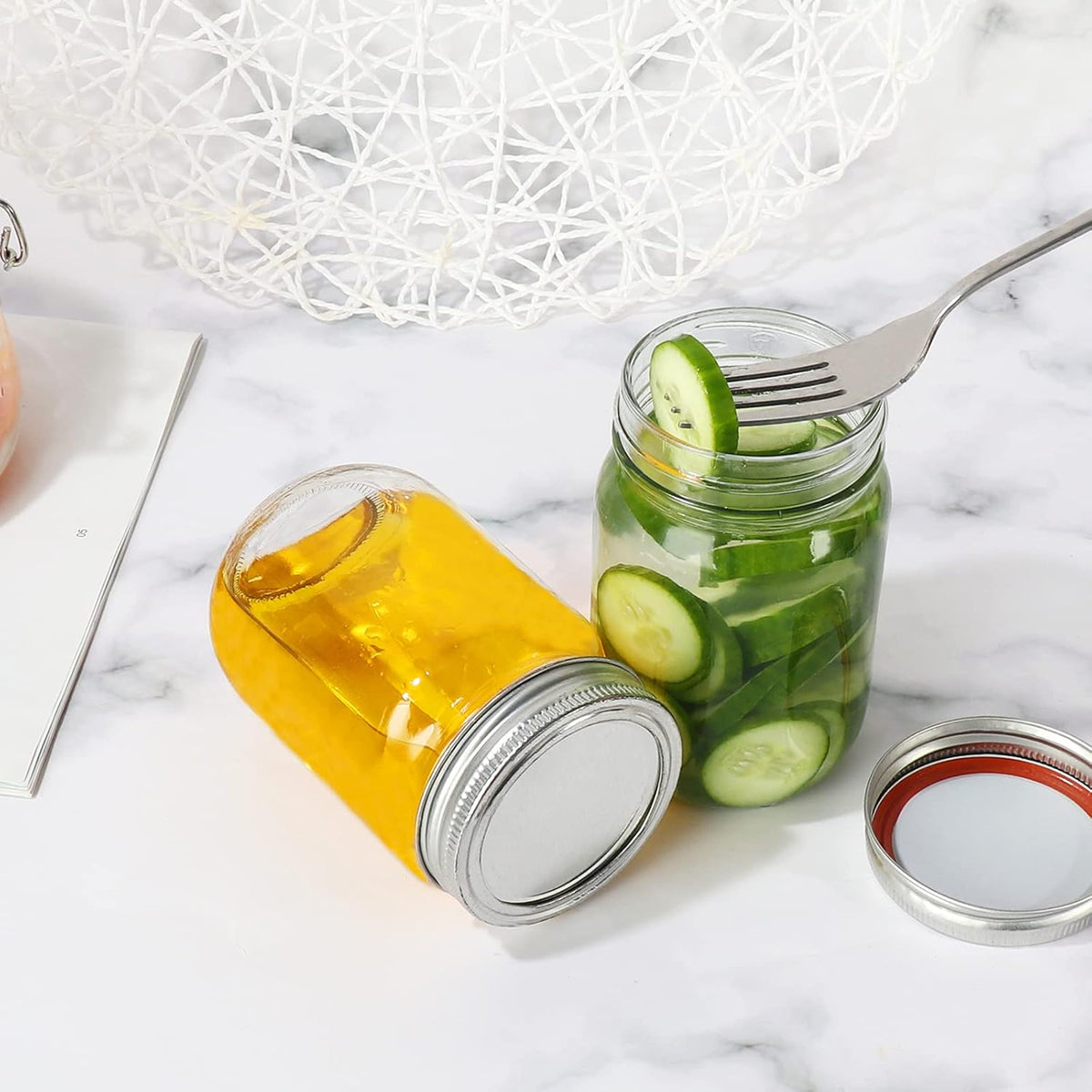 12 oz Glass Mason Jar, 20 Pack 360ml Canning Jars with Regular Mouth Lids, Glass Jars Storage