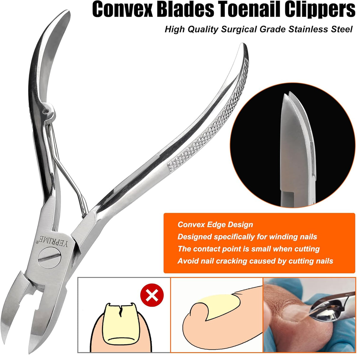 Podiatrist Toenail Clippers, Super Sharp and Wear-resistant Toe Nail Cutters for Thick and Ingrown