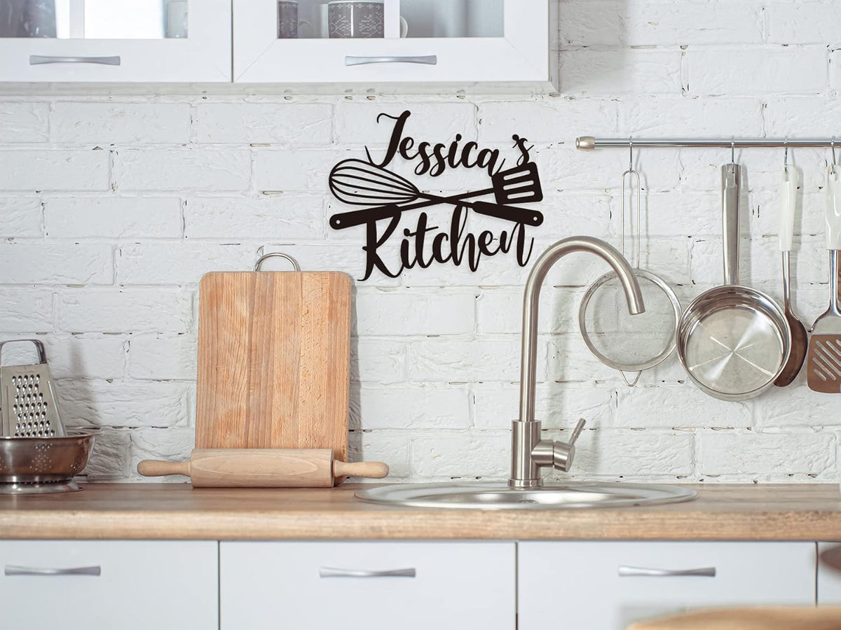 Custom Kitchen Name Sign, Personalized Metal Kitchen Sign, Housewarming Cooking lover Gifts, Mom's