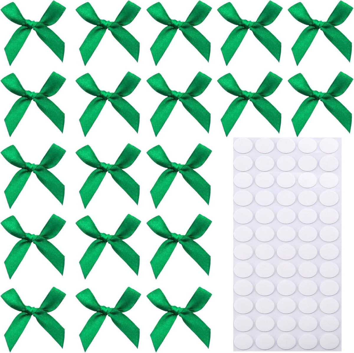 60pcs 1.7" Mini Green Ribbon Bows Decor – Small DIY Satin Bows for Crafts, Little Bows for Gift