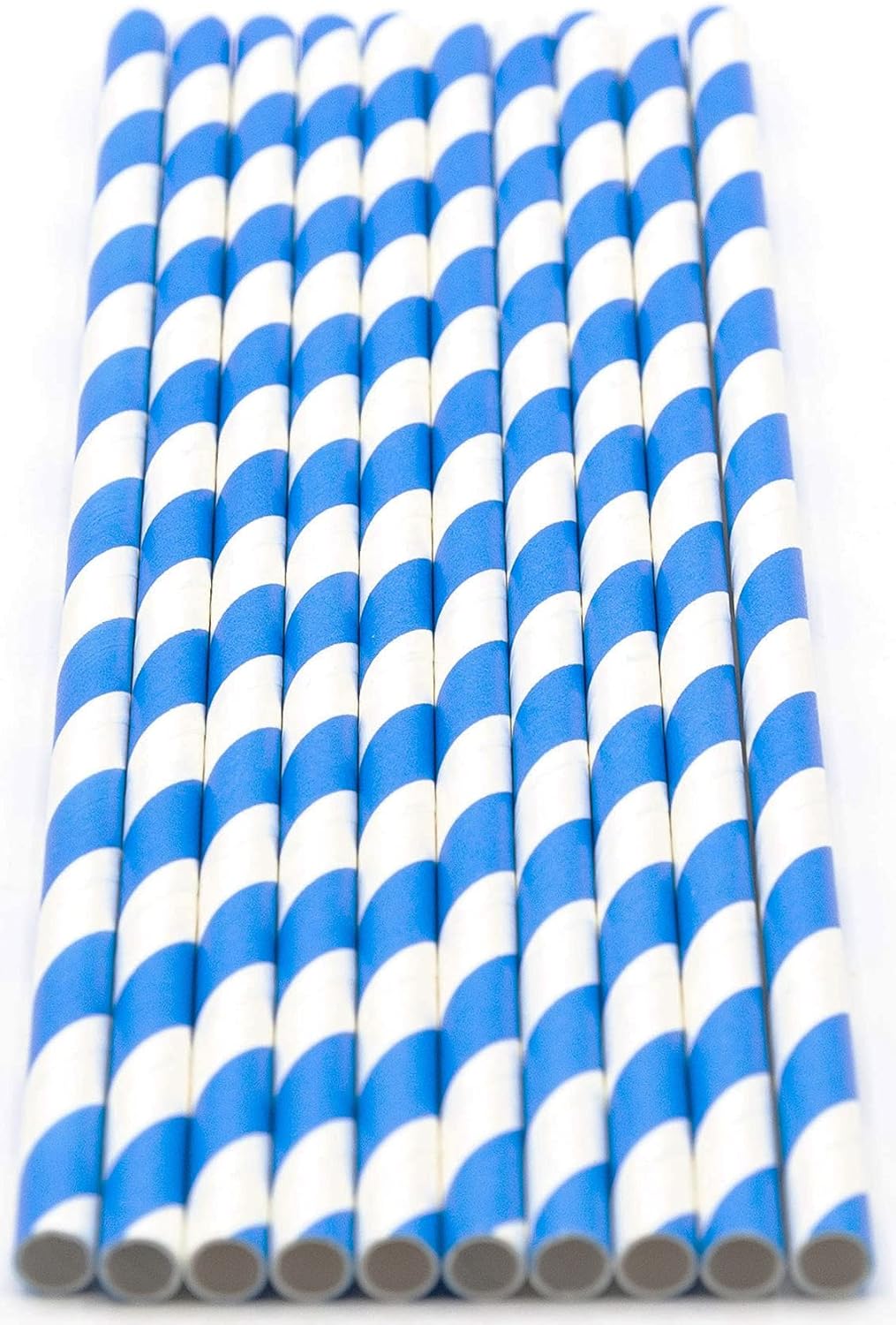 Pack of 900 Sky Blue Swirls Biodegradable 4-Ply Paper Drinking Straws (Compostable, Non-toxic