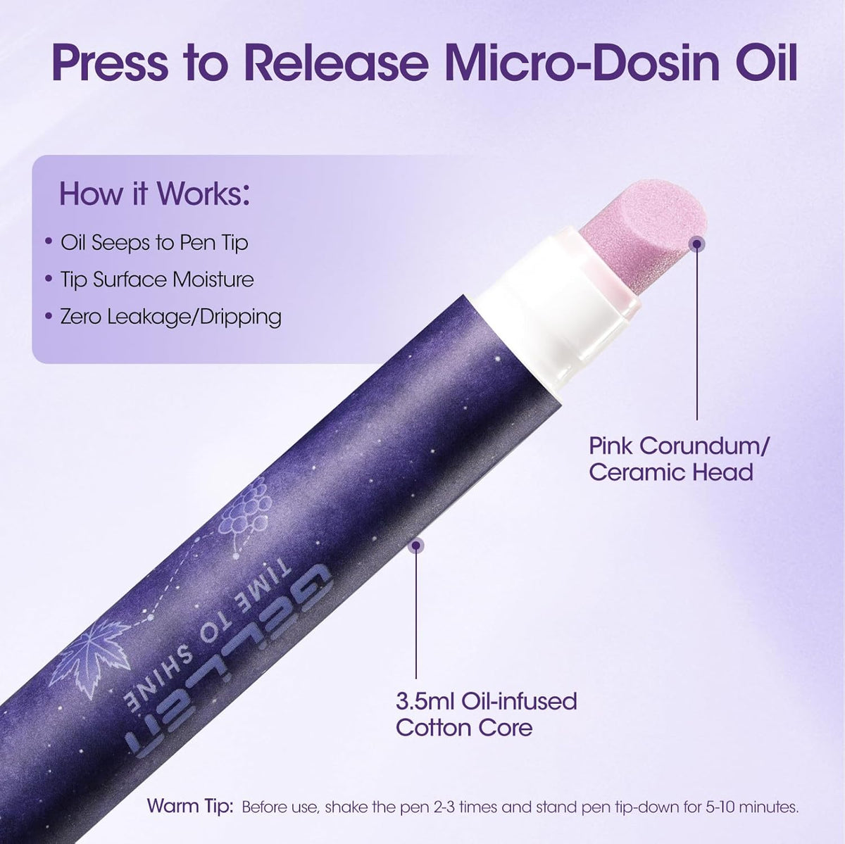 Gellen 4-in-1 Cuticle Pusher Pen with Micro-Dosin Oil, Cuticle Remover & Cuticle Oil in a Pen