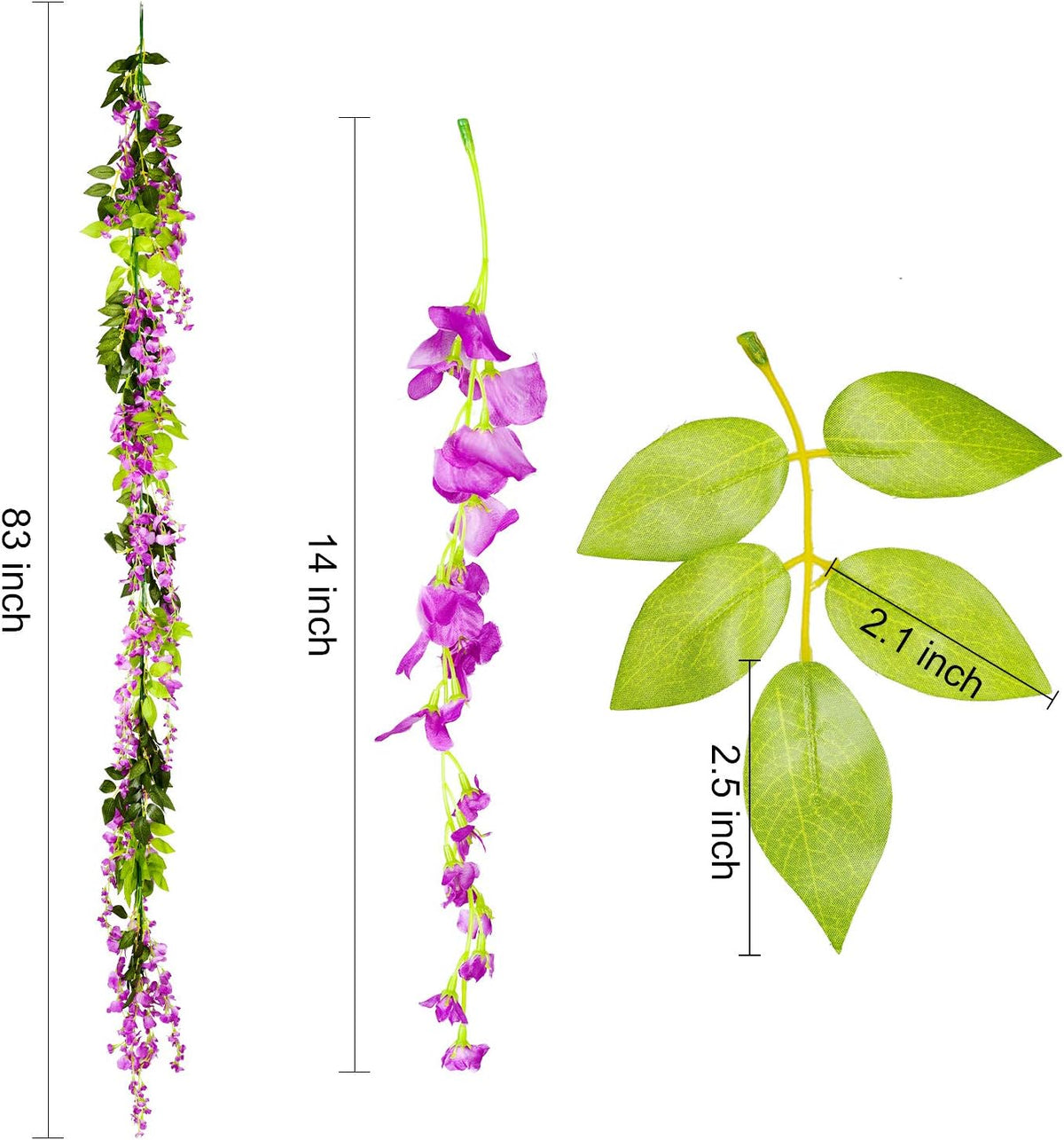 DearHouse 4Pcs 6.6Ft/Piece Artificial Flowers Silk Wisteria Garland Artificial Wisteria Vine Rattan