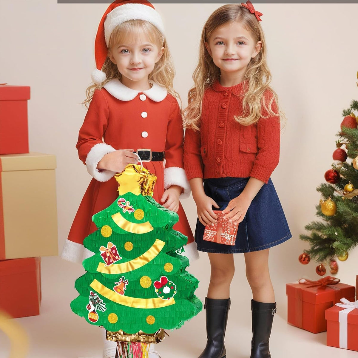 WERNNSAI Christmas Tree Pinata - Christmas Decorations XmasTree Party Game for Kids Festival Party