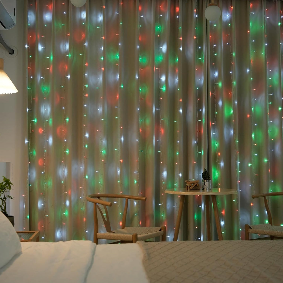 JMEXSUSS 300LED Red White and Green Christmas Curtain Lights with Remote, Indoor Christmas String
