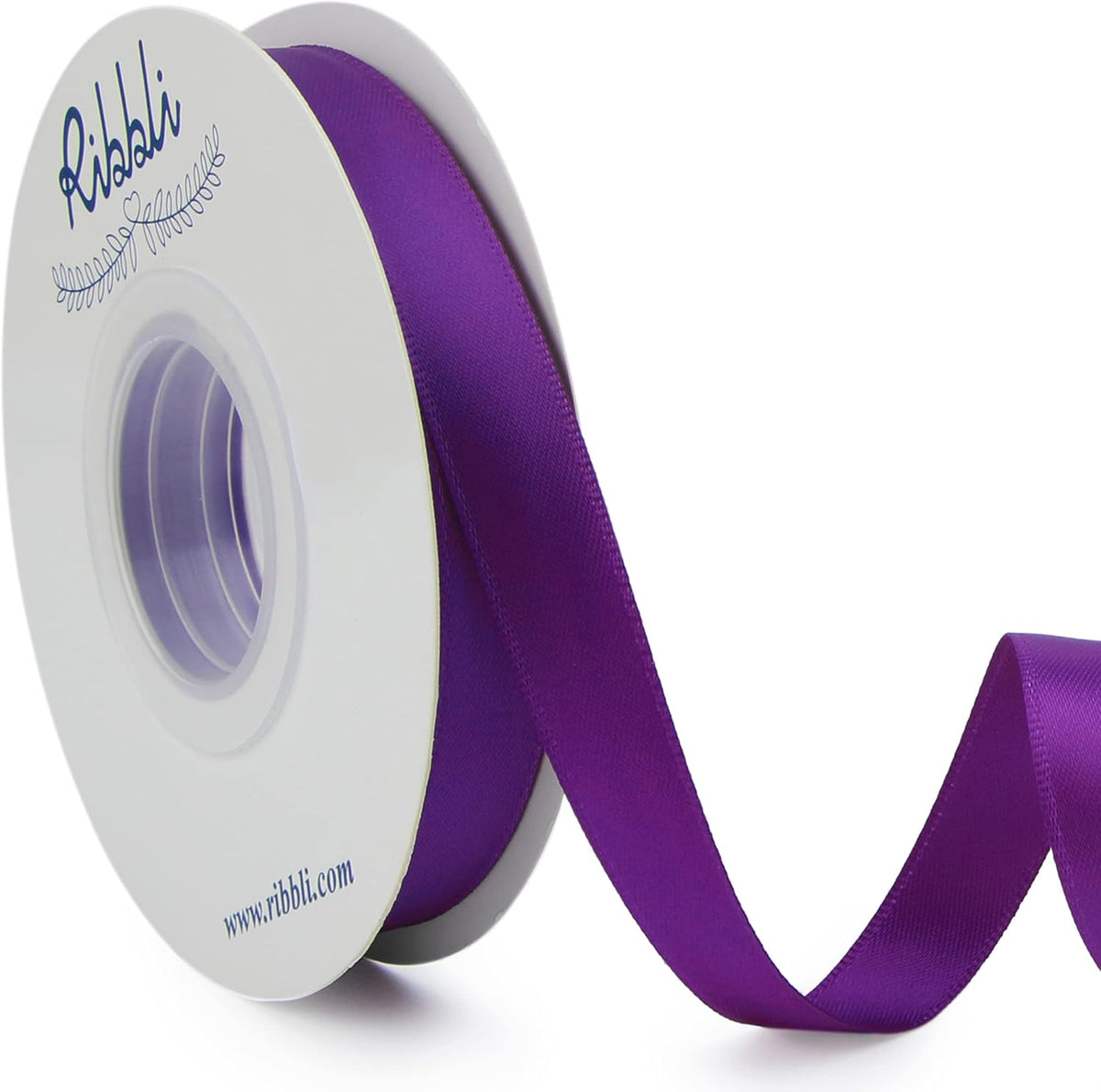Ribbli Purple Double Faced Satin Ribbon,1/2 Inch x Continuous 25 Yards,Use for Craft Bows Bouquet