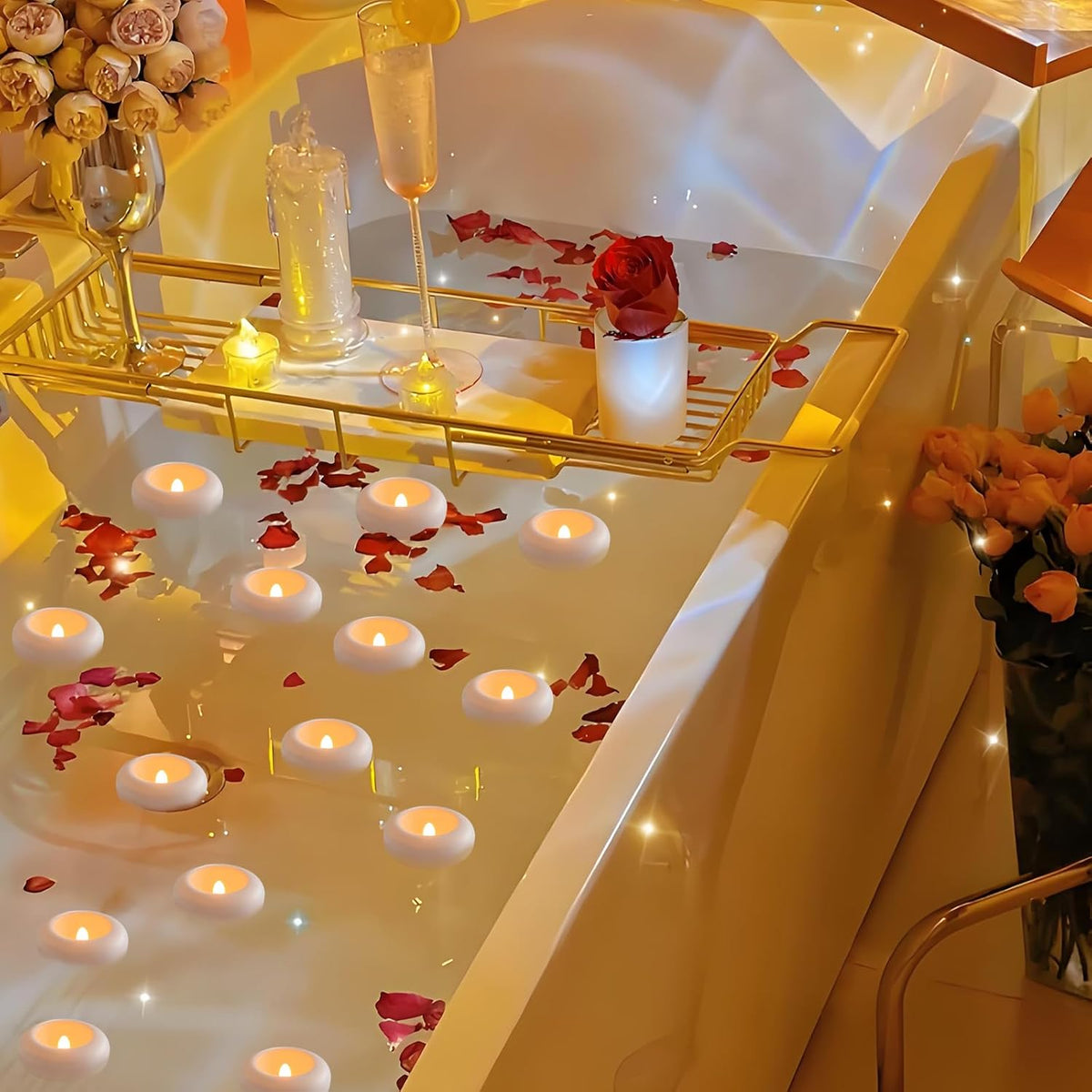 24 Pack 3” Flameless LED Floating Candles, Water-Activated Battery Operated Floating Candle