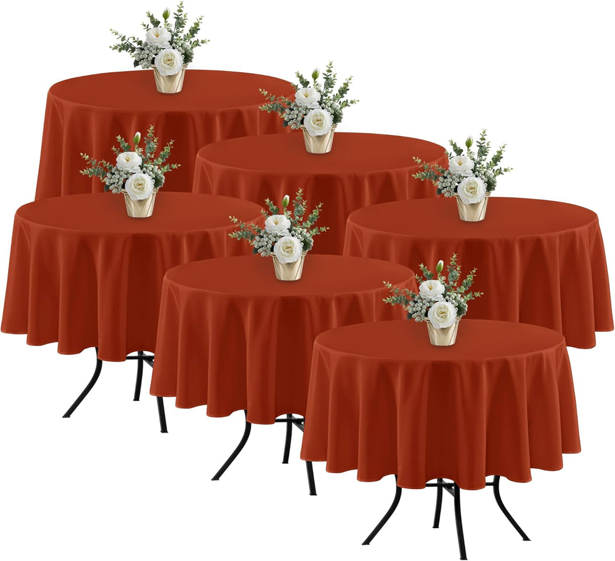 Fitable 6 Pack Rust Round Table Clothes - 70 Inches in Diameter - Stain Resistant and Washable Fall