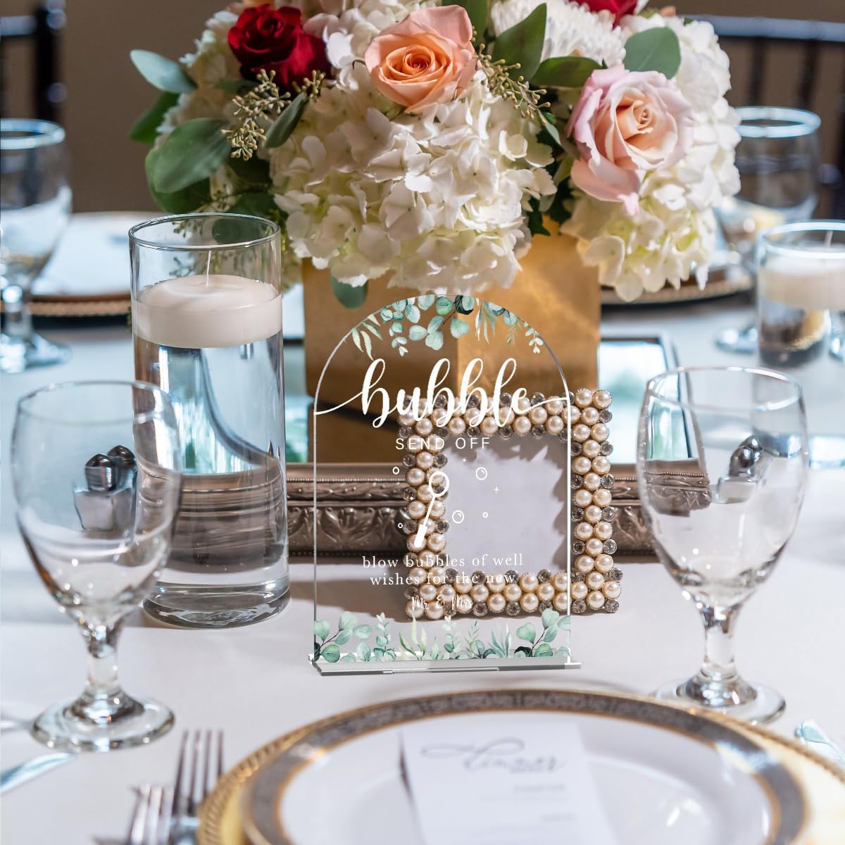 Acrylic Wedding Sign Bubble Send Off Signs for Ceremony Modern Calligraphy Arch Acrylic Table Top