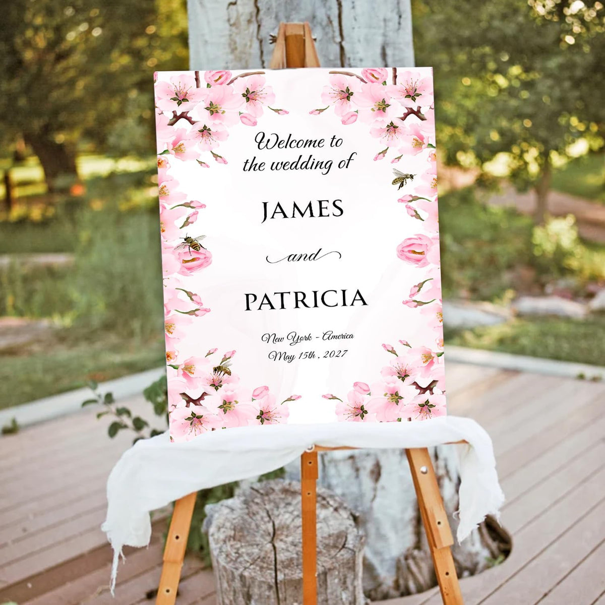Personalized Blush Pink Wedding Welcome Sign, Floral Printable Wedding Board, Custom Welcome Signs