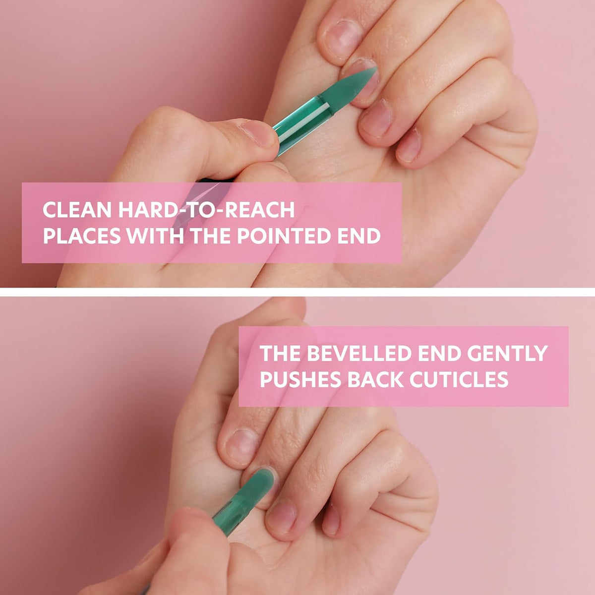 Bona Fide Beauty Glass Cuticle Pusher - 1pc Green Manicure Stick with Case, Dual-Ended Cuticle