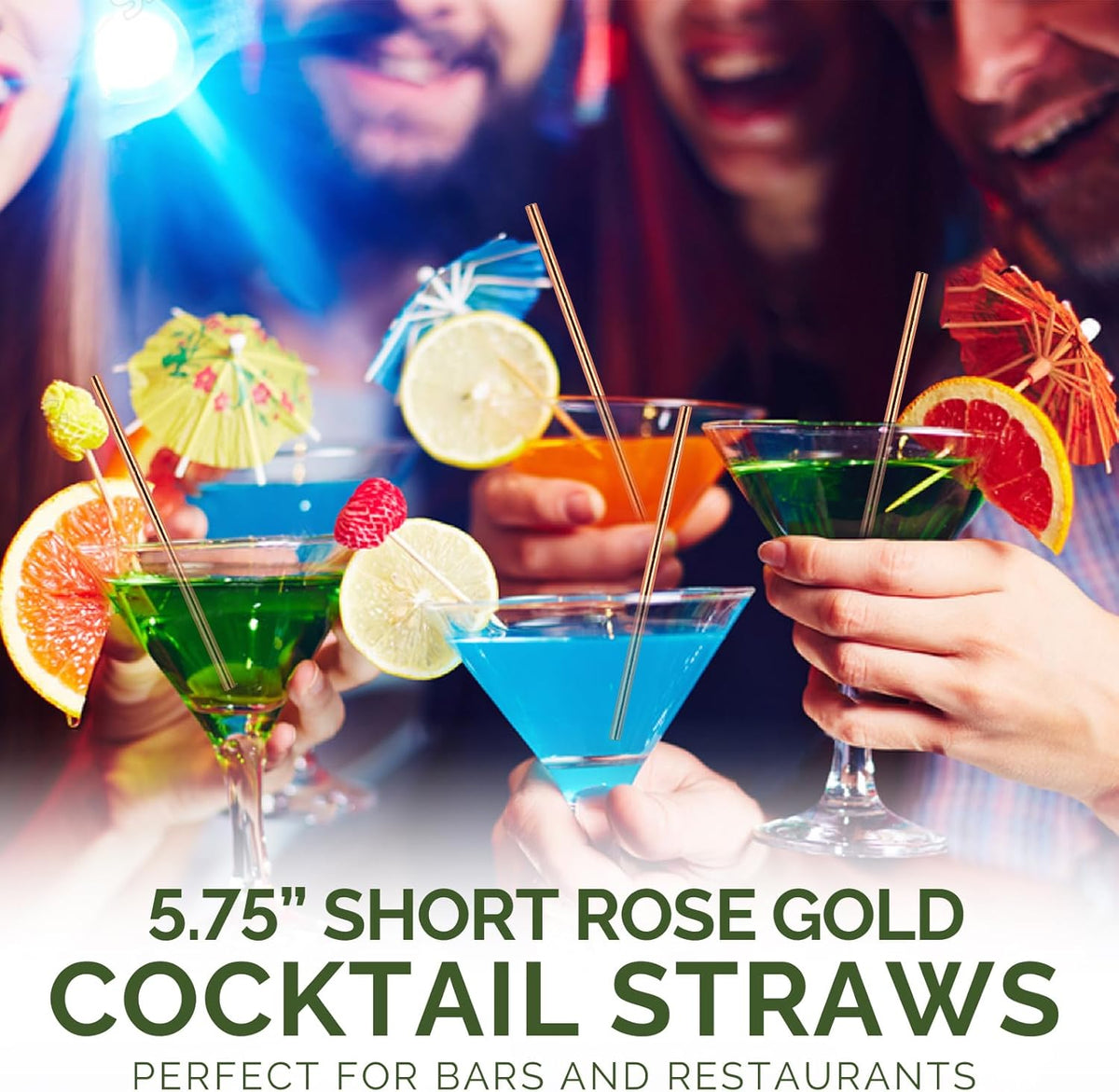 Rose Gold Paper Cocktail Straws, 5.75 inch, 500 counts, Disposable Short Small Drinking Straws for