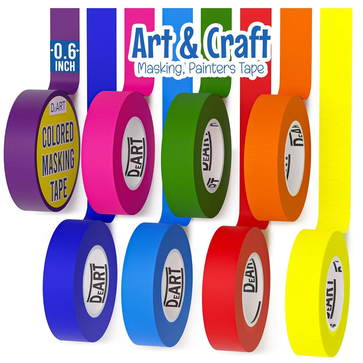 Colored Masking Tape, 264 Ft x 0.6 inch MIni Color Painters Tape for Arts & Crafts Labeling 12 or 8