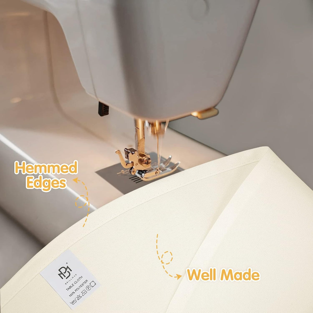 BRILLMAX 4 Pack Ivory Round Tablecloths 120 Inch - Circle Bulk Linen Polyester Fabric Washable