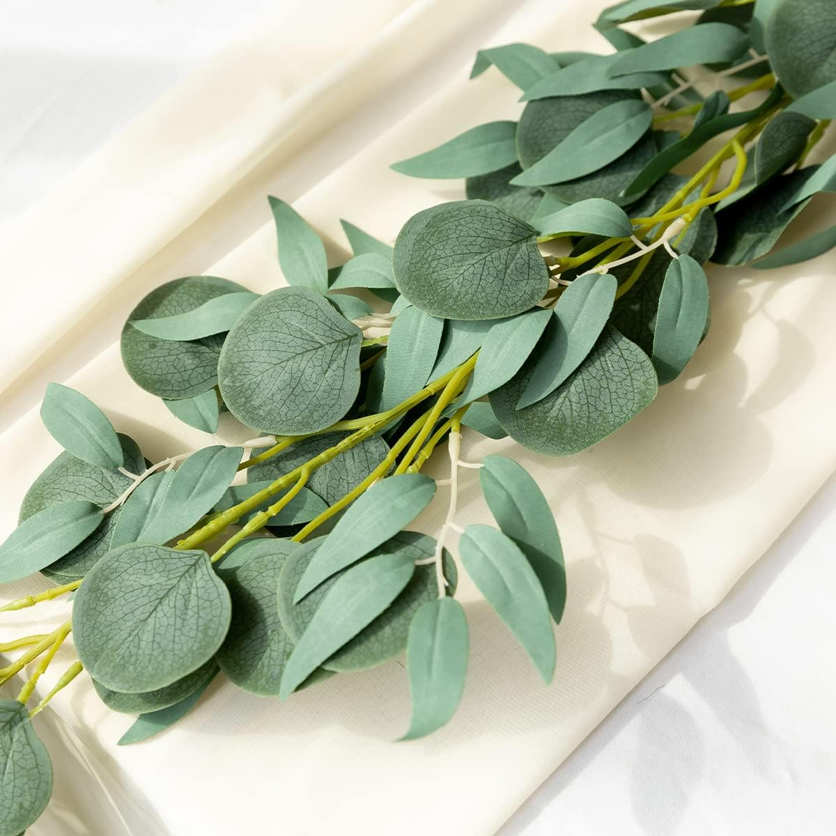 Kisflower 5 Pack 6.56FT Green Eucalyptus Garland for Decoration Table with Willow Leaves Greenery