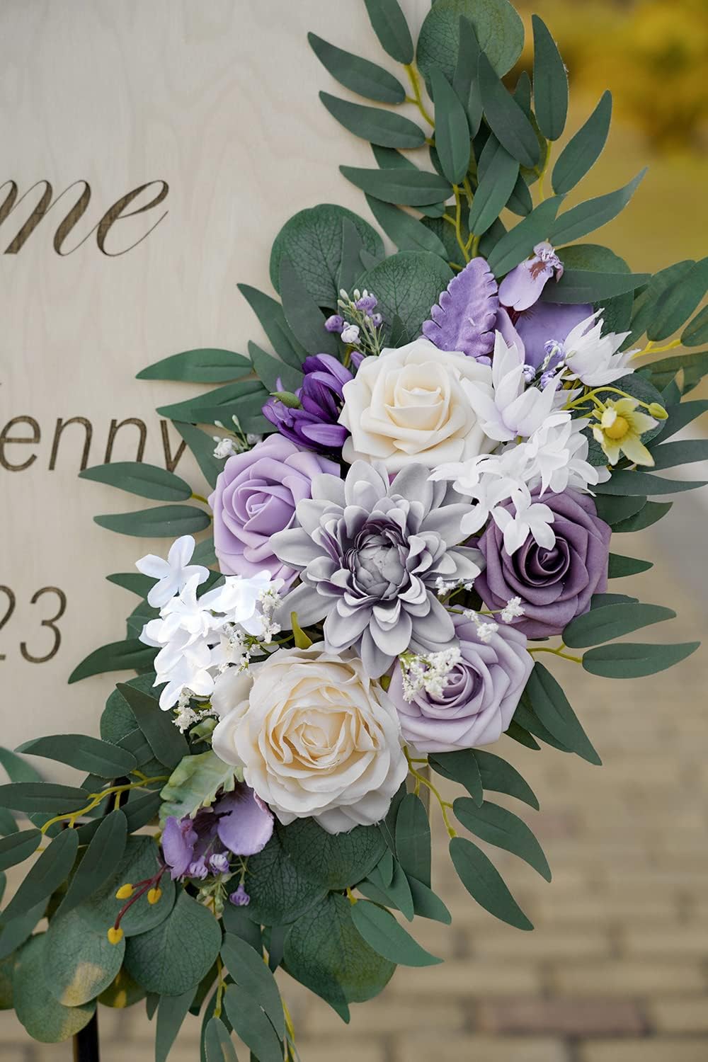ponatia Wedding Arch Flowers (Pack of 2), Artificial Purple Flowers for Wedding Welcome Signs