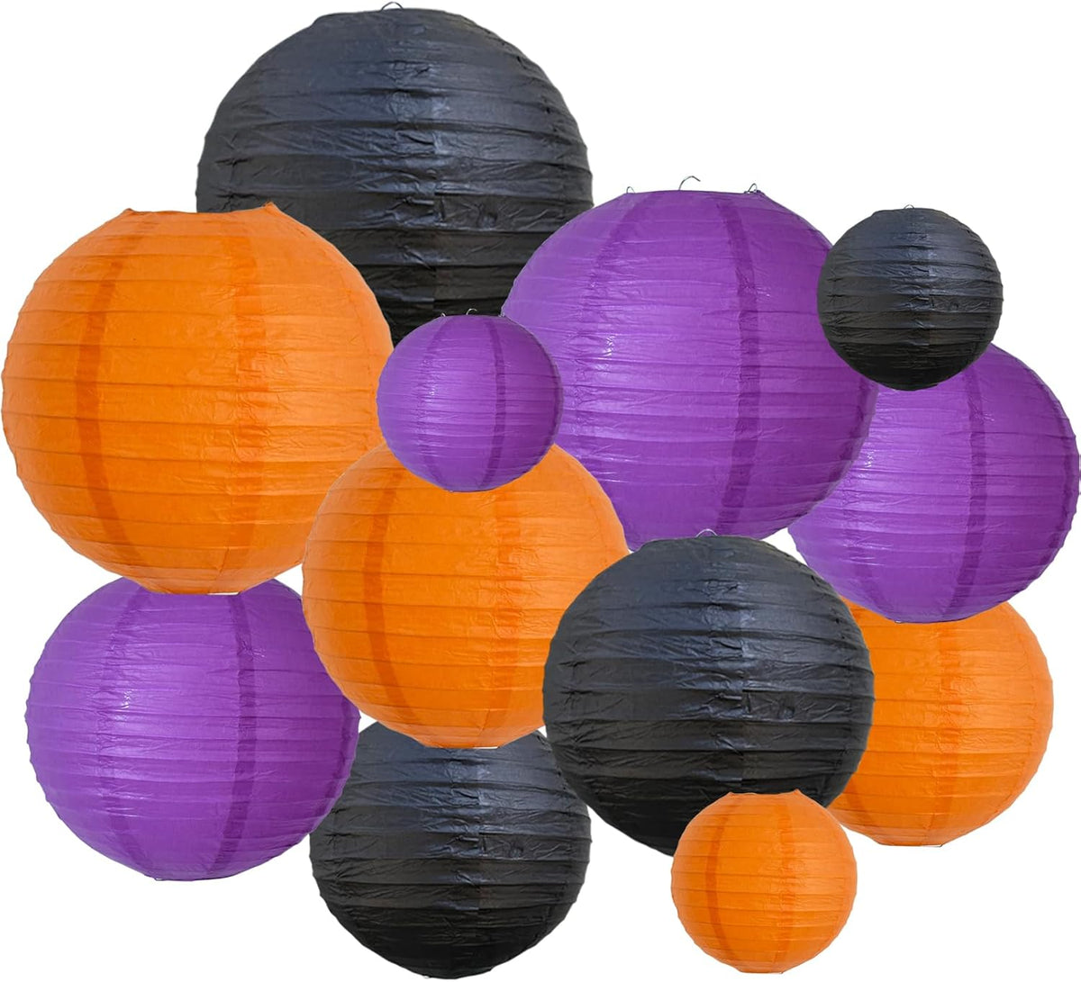 BEISHIDA 12Pcs Orange Purple Black Paper Lanterns Decorative Chinese/Japanese Hanging Round Paper