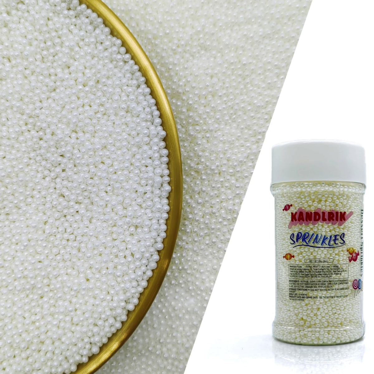 Edible White Pearl Sugar Sprinkles Candy 2mm Mini Pearls Cake Decorations Cupcake Toppers Cookie