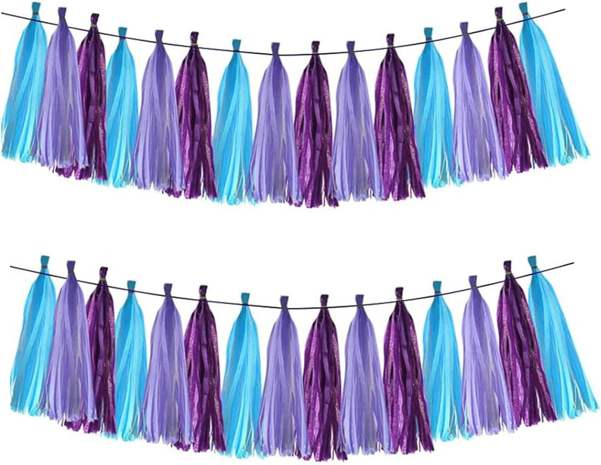 Dark Purple,Light Purple and Blue Tassel Garland Banner Paper Tassels for Birthday Party