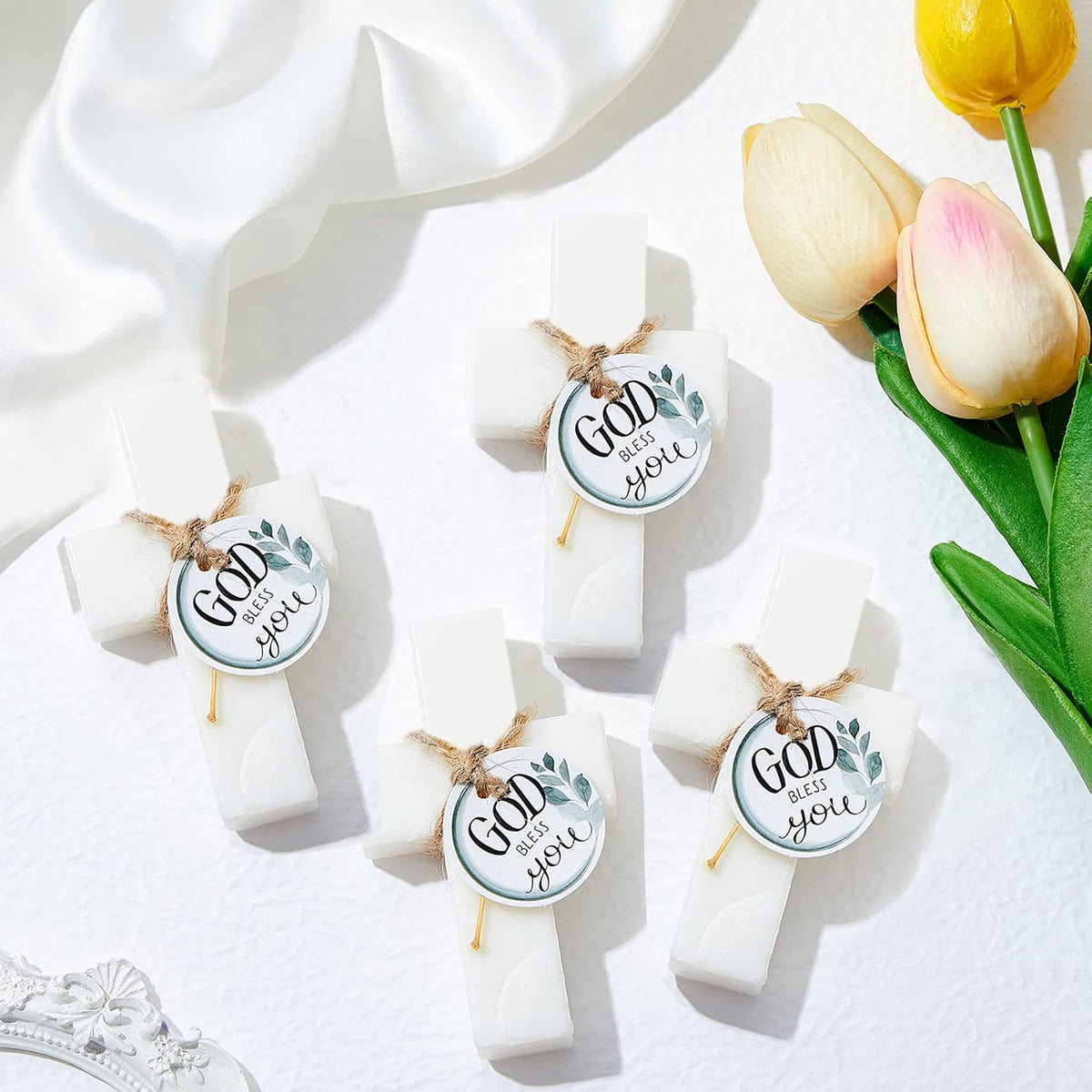 50 Pcs Cross Soap Baptism Favors, Baby Baptism Favor Scented Soap First Communion Gifts for Guests