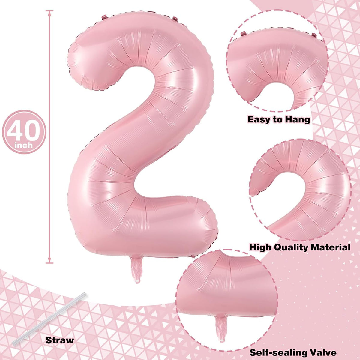 21 Balloons Number, Giant Pastel Pink Number 2 & 1 Helium Foil Balloon for Women 21st Birthday