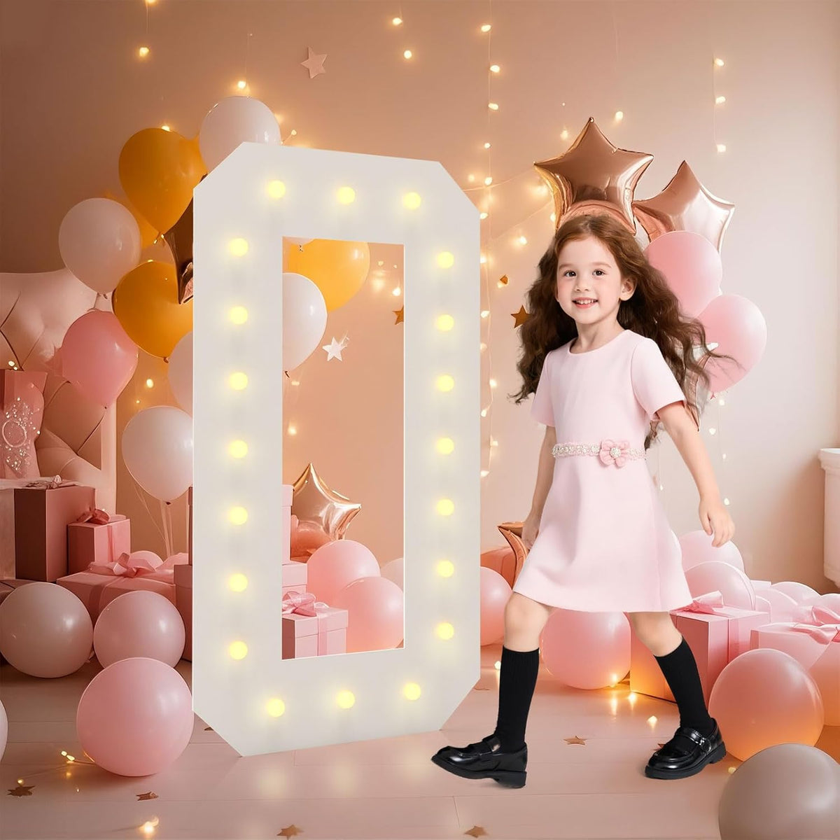 LOBOOM 4FT Light Up Numbers, Marquee Numbers 4 Feet Tall Giant Number 0 Mosaic Big Number Sign for