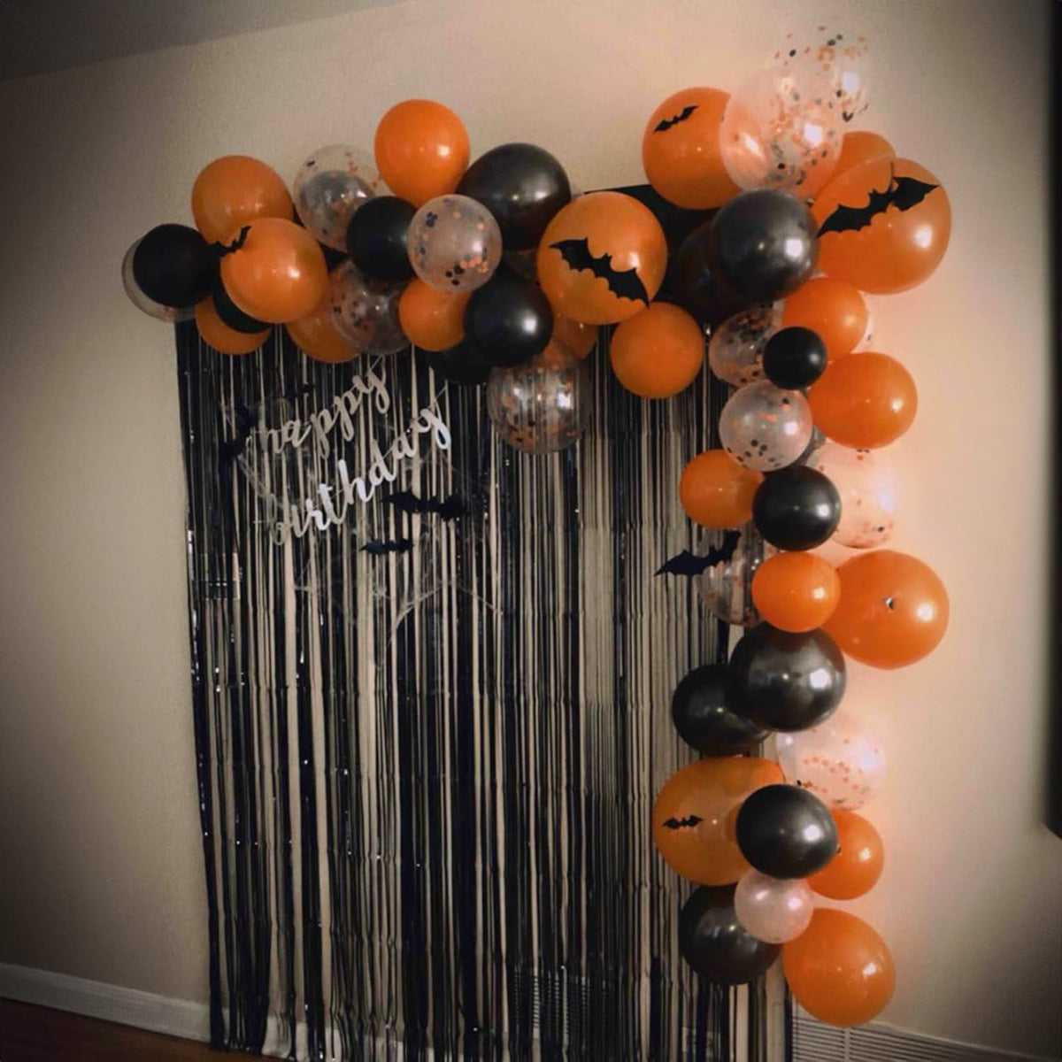 Orange Black White Balloons, 60 Packs 12 Inch Halloween Party Balloons, Black and Orange Helium