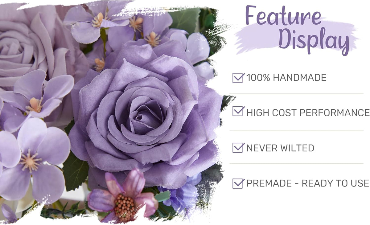 Wedding Arch Flowers with Drapes Kit (Pack of 4) - 2pcs Artificial Lilac Deluxe Swag with 2pcs