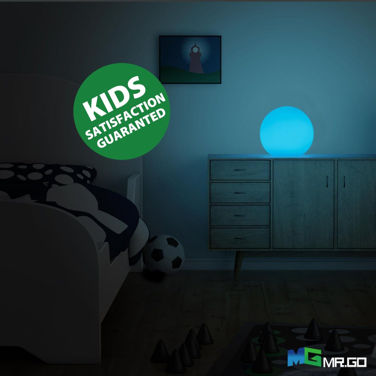 Mr.Go 6-inch RGB Color-Changing LED Globe Orb Light w/Remote, Mood Lamp Kids Night Light, 16