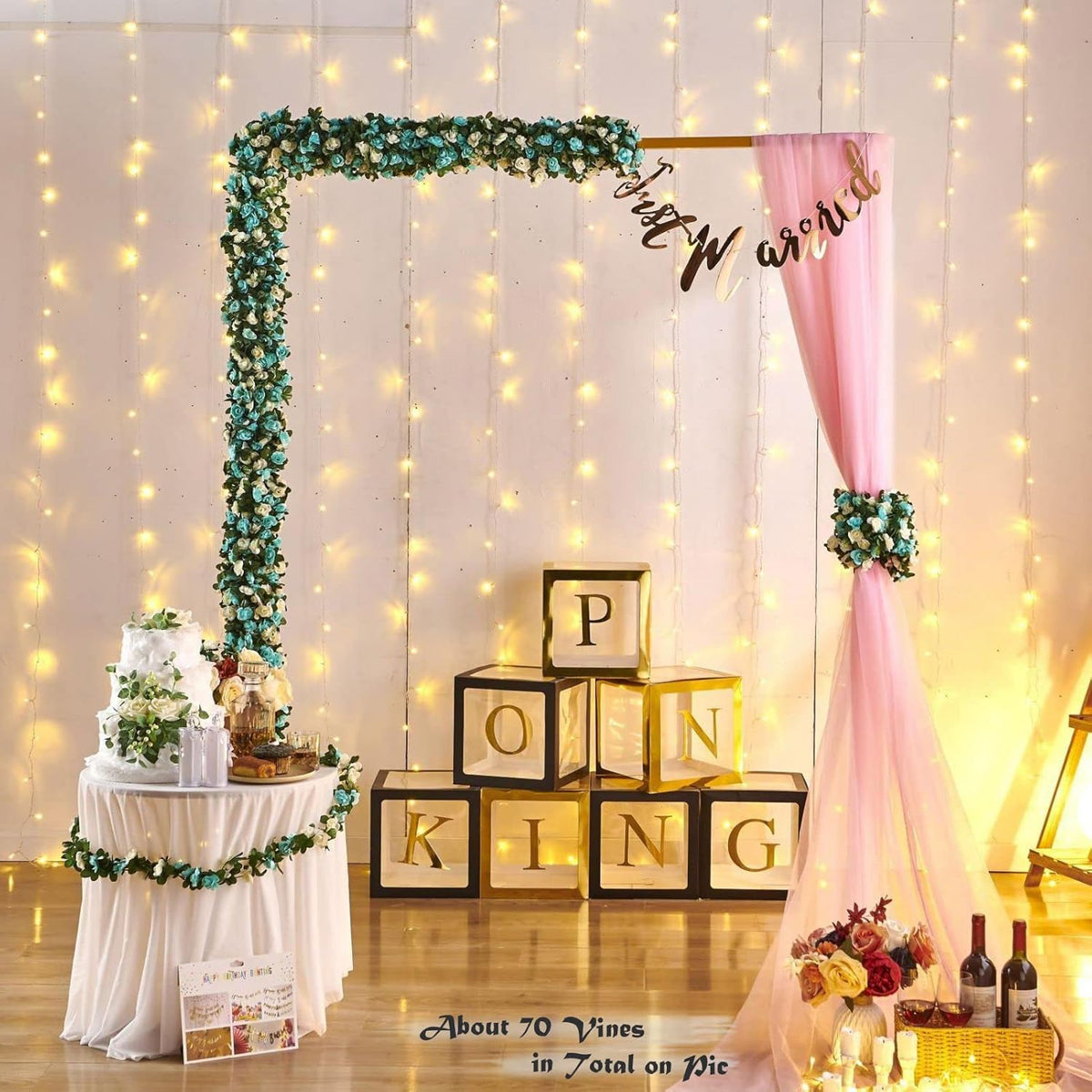 6 Pcs x 8.2 ft Flower Garland Artificial Rose Vine Flowers with Green Leaves Hanging Fake Roses