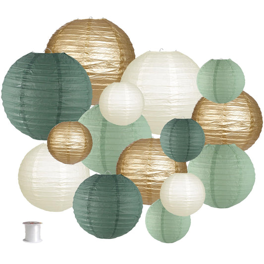 zilue Paper Lanterns Decorative, Round Hanging Paper Lanterns Decorations for Rustic Party Bridal