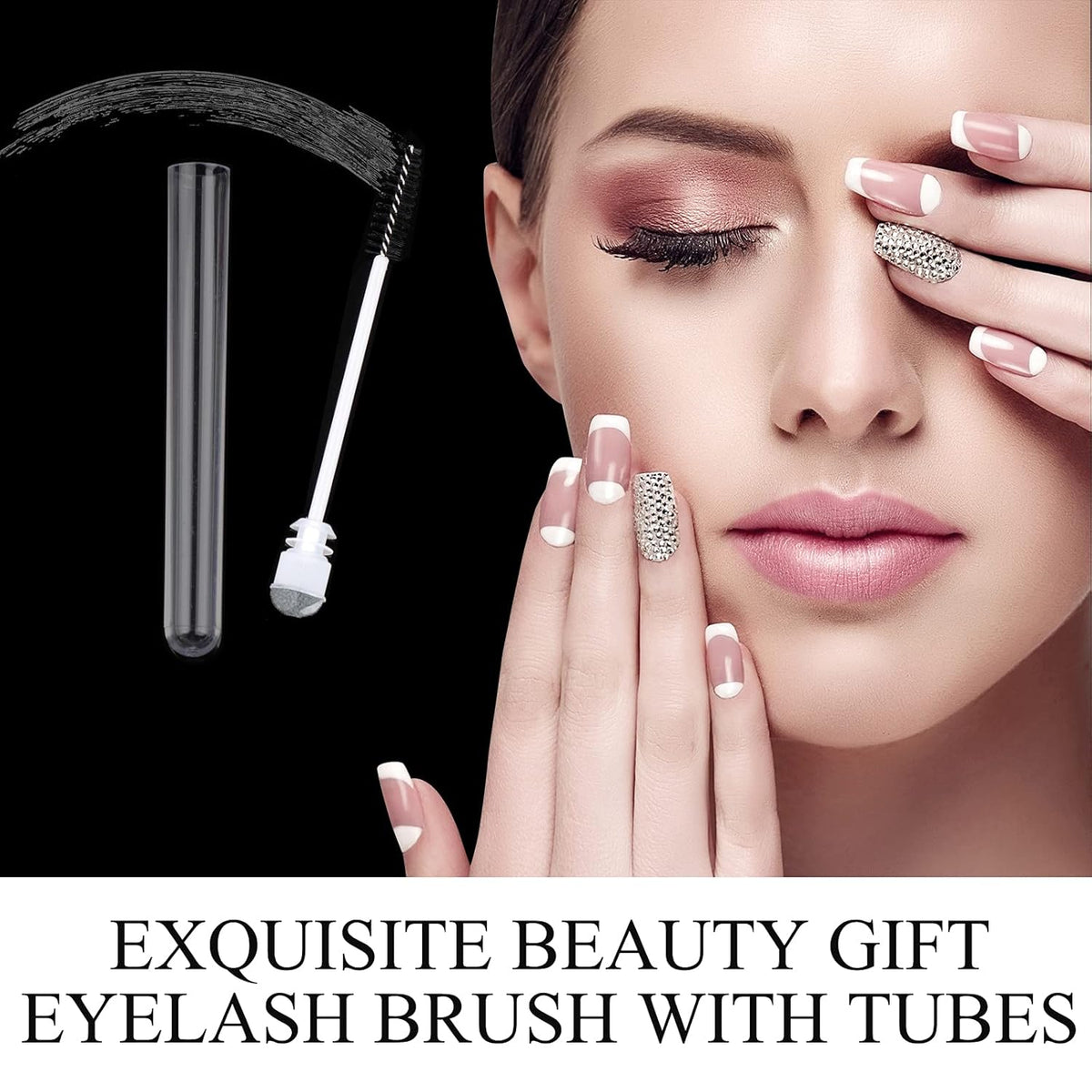 50 Pieces Disposable Mascara Brushes Eyelash Brush Lash Wand Diamond Mascara Wands with Tube Makeup