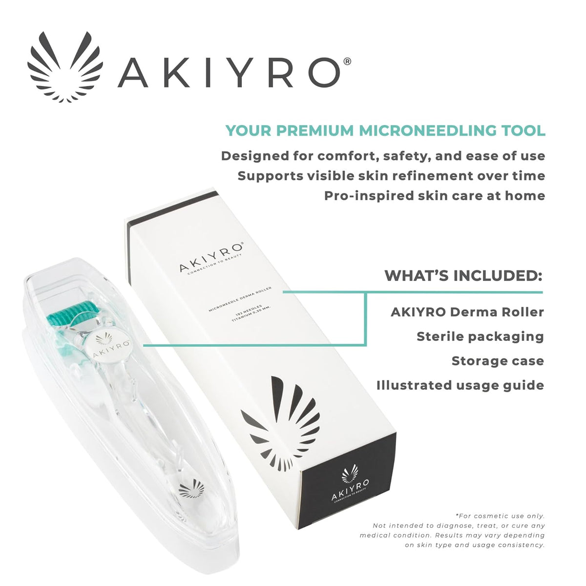 Derma Roller 0.30mm - Microneedle Roller with Storage Case - 192 Micro Needling Dermal Tool for