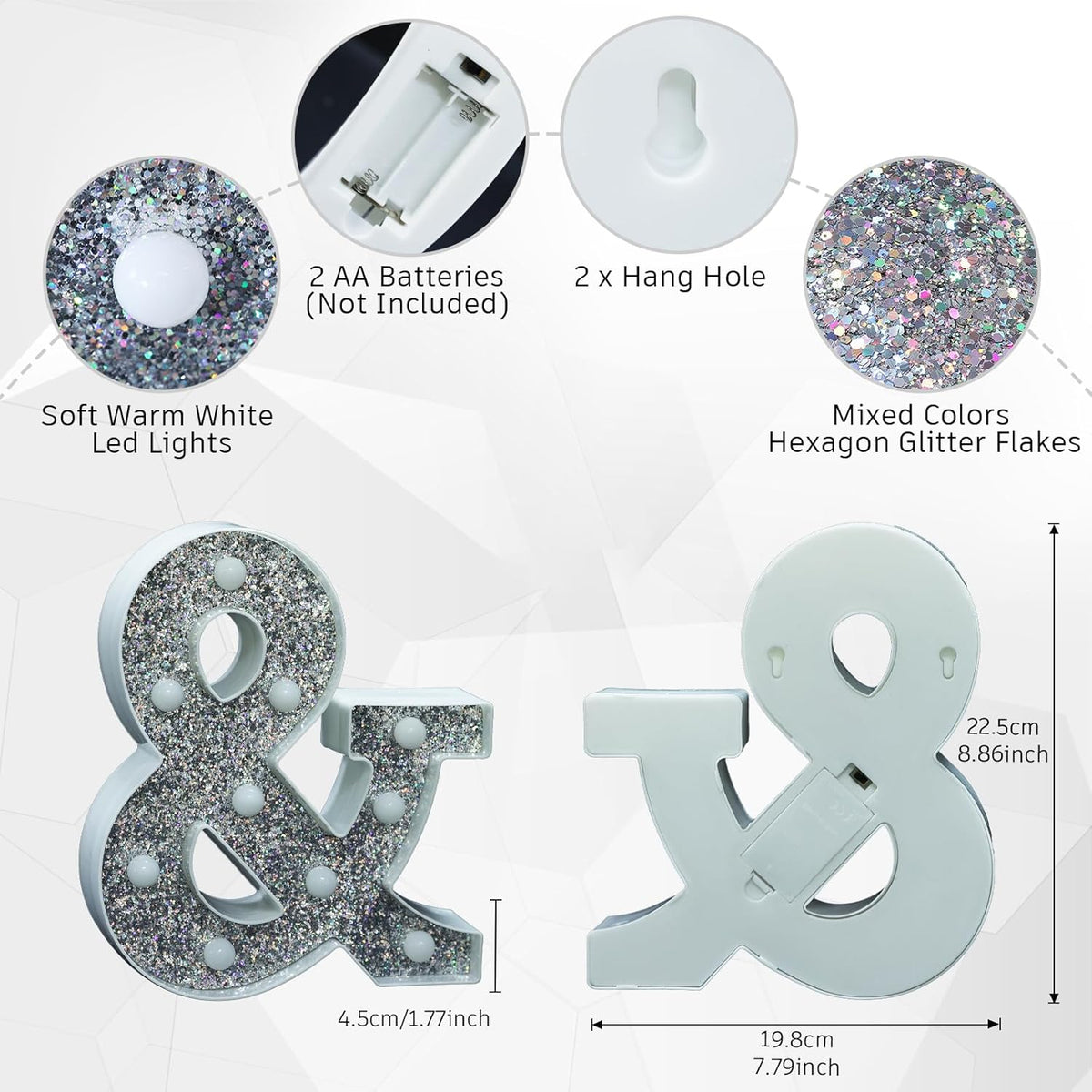 Marquee Light Letters for Table Decorations, Glitter Light Up Signs for Prom, Events, Engagement