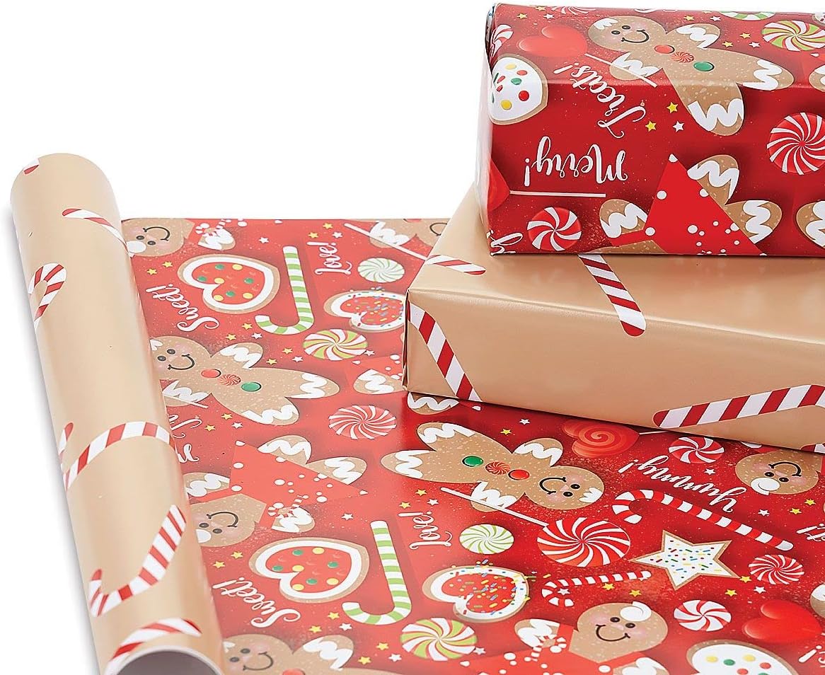 Current Sweet Treats Double-Sided Rolled Christmas Wrapping Paper - Premium Jumbo 23-Inch x 32-Foot