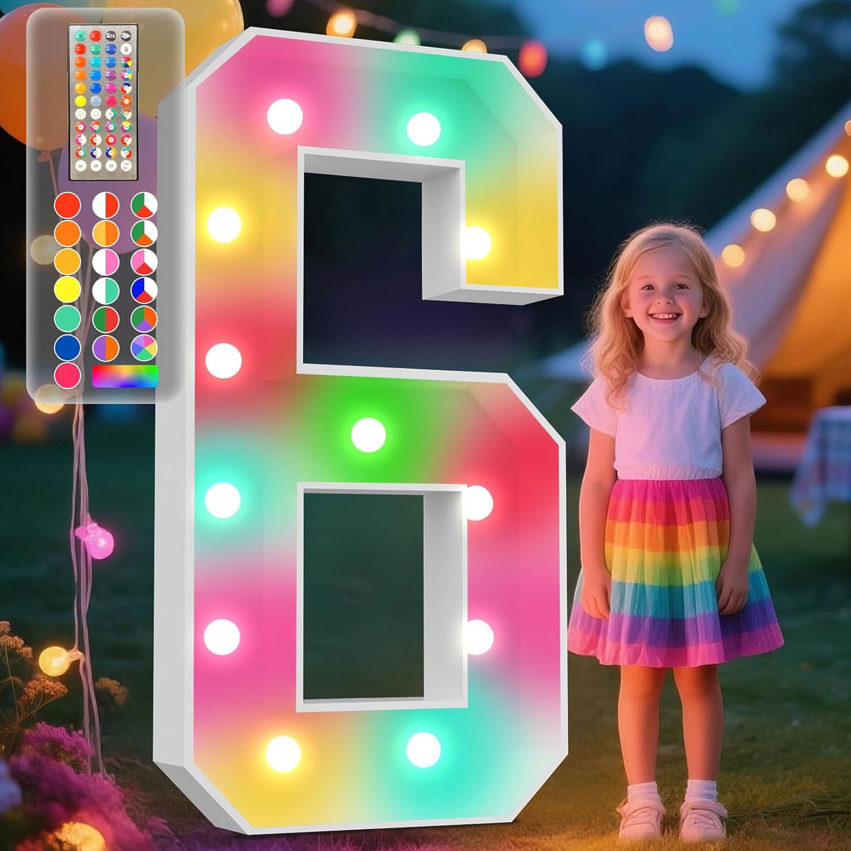 Ledido 4FT Marquee Light Up Numbers, 34 Colors Changing Marquee Numbers 4 Feet Tall with Remote