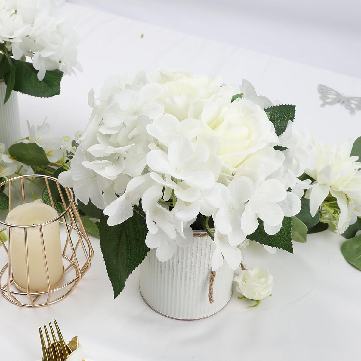Flower Table Centerpieces - Set of 6 Floral Arrangement Artificial Wedding Hydrangeas Floral