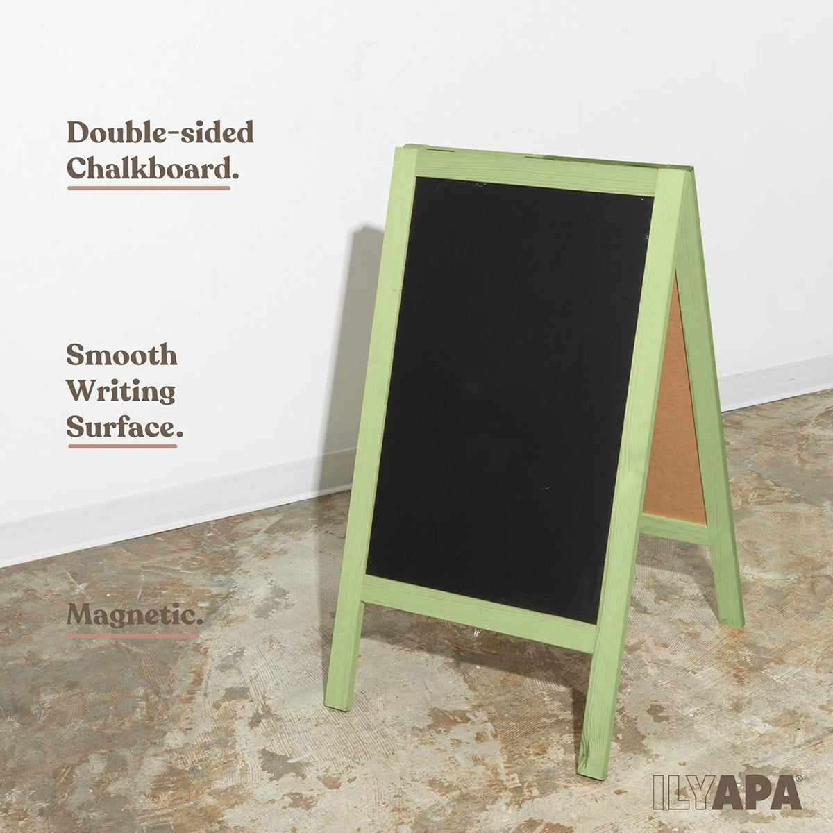 Ilyapa Wooden A-Frame Sign with Eraser & Chalk - 40 x 20 Inches Magnetic Sidewalk Chalkboard – Menu