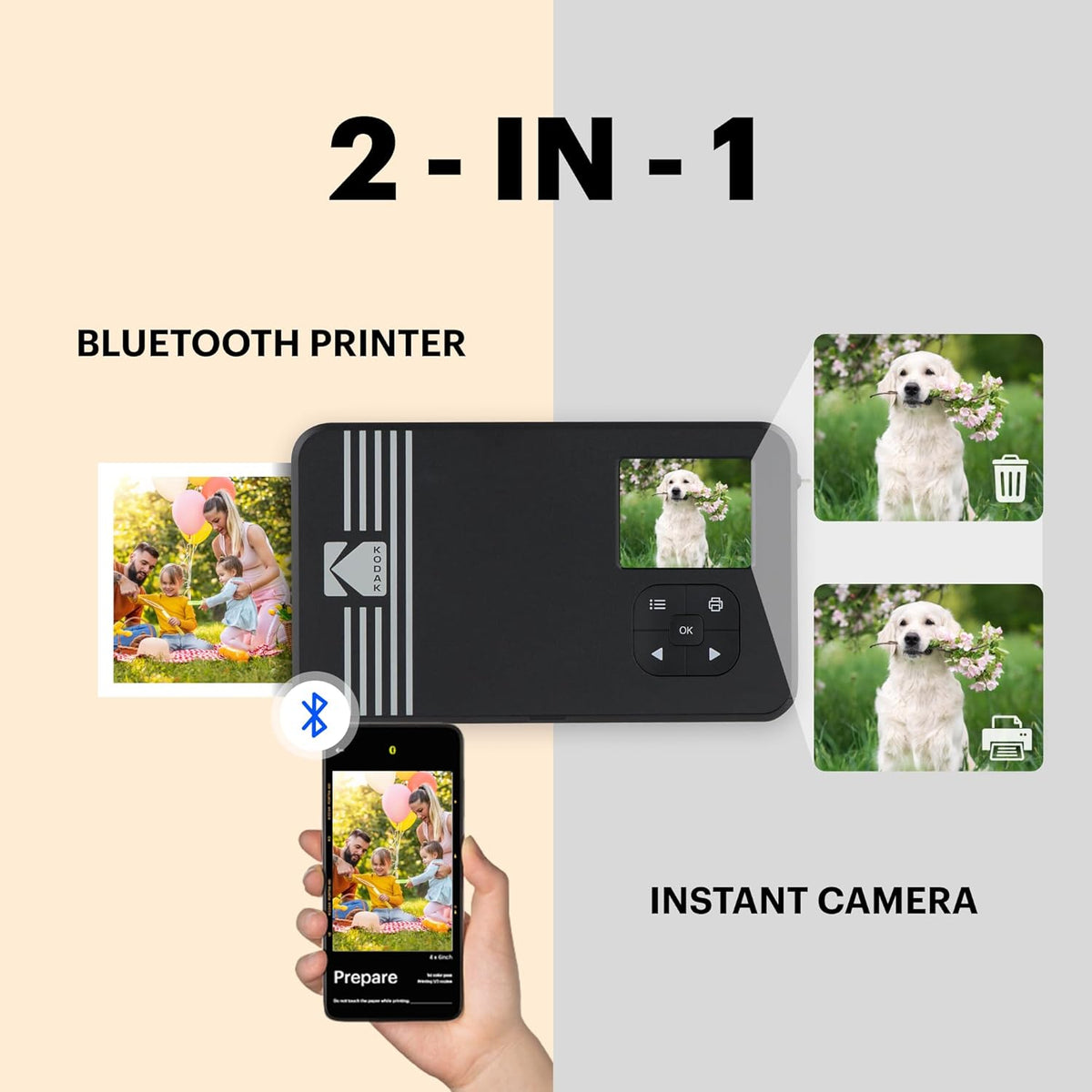 KODAK Mini Shot 2 Retro 4PASS 2-in-1 Instant Digital Camera and Photo Printer (2.1x3.4 inches)