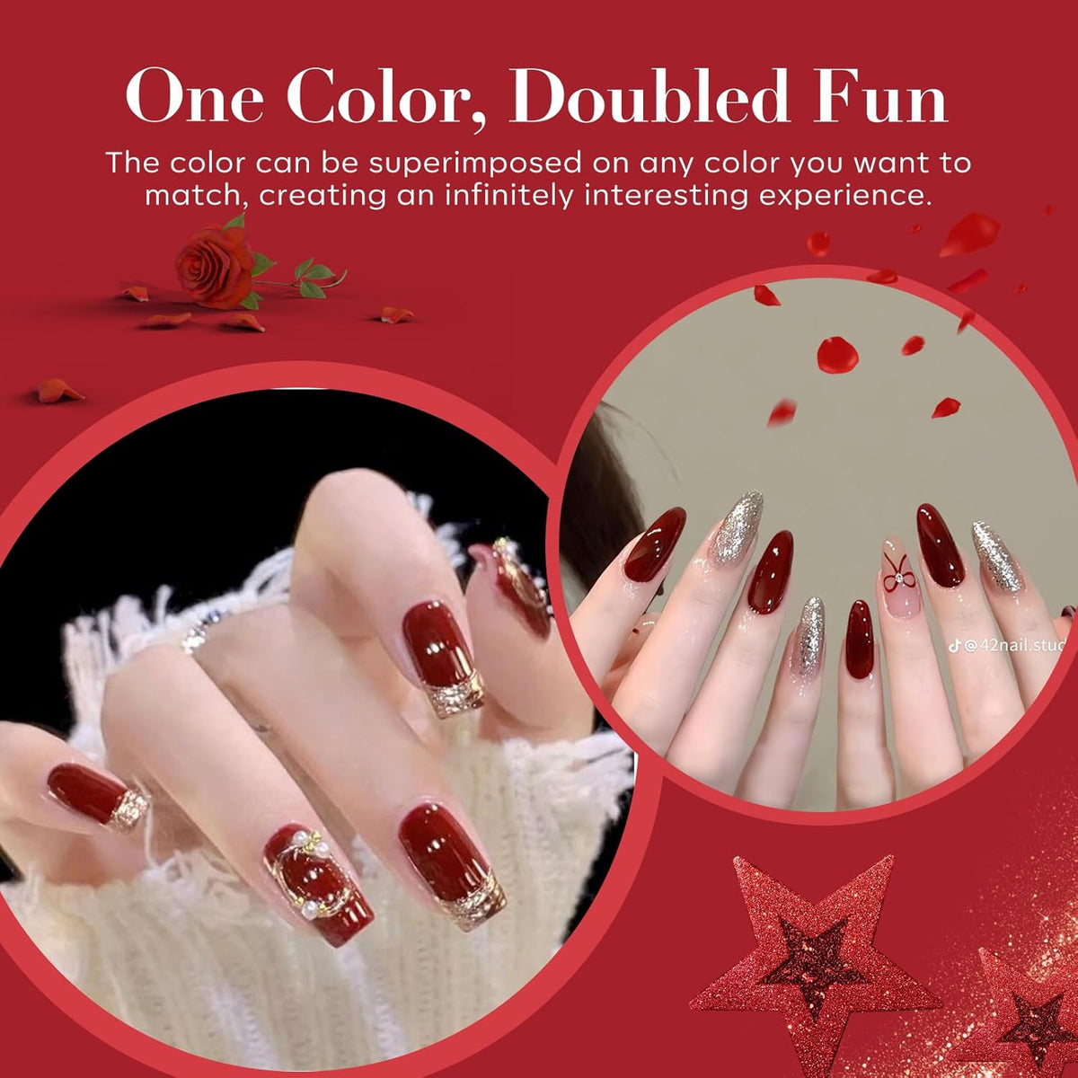 AZUREBEAUTY Dip Powder Nail Kit,4 Colors Red Burgundy Berry Dipping Powder System Liquid Set