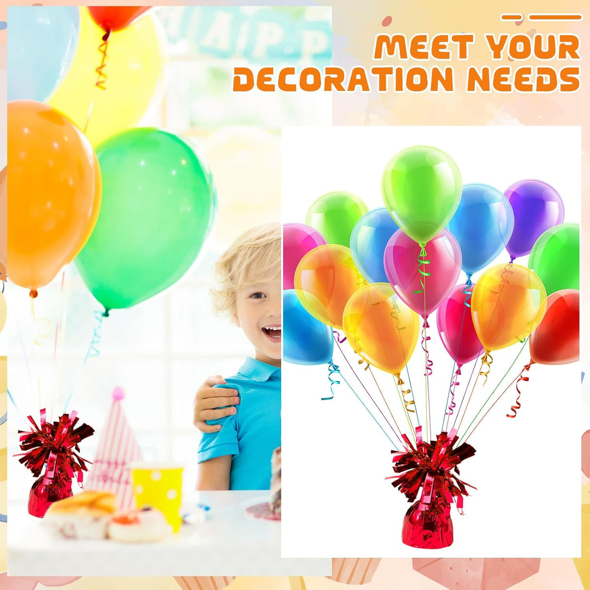 6 Pack Red Balloon Weights Metallic Holder Anchors Balloon Holder Weights for for Birthday 2025