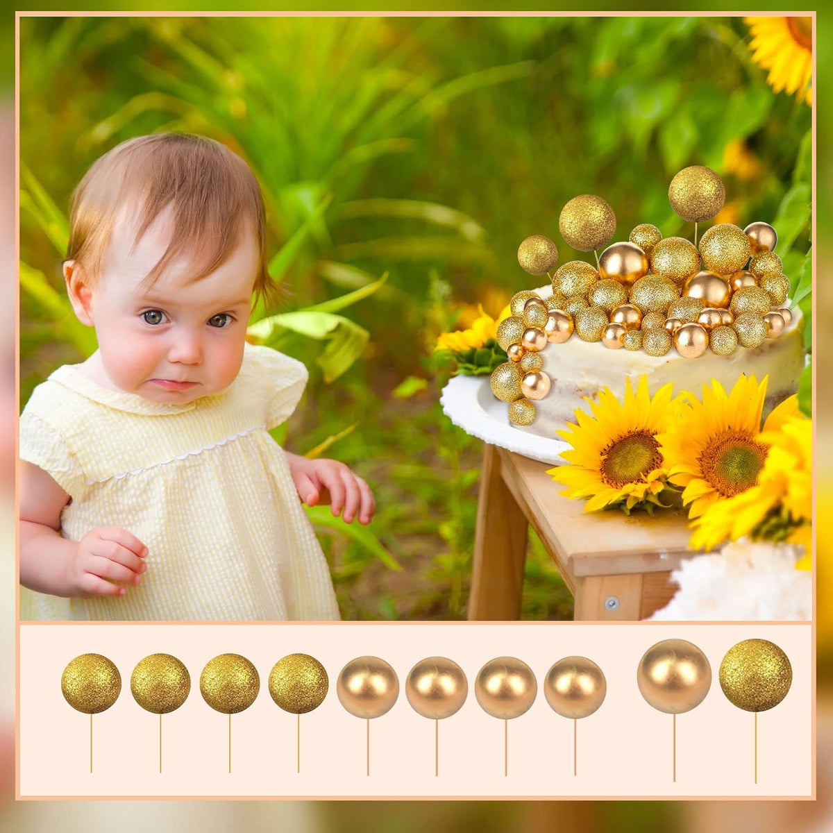 108 Pcs Balls Cake Topper DIY Cupcake Insert Foam Balloons for Cake Baking Wedding Anniversary