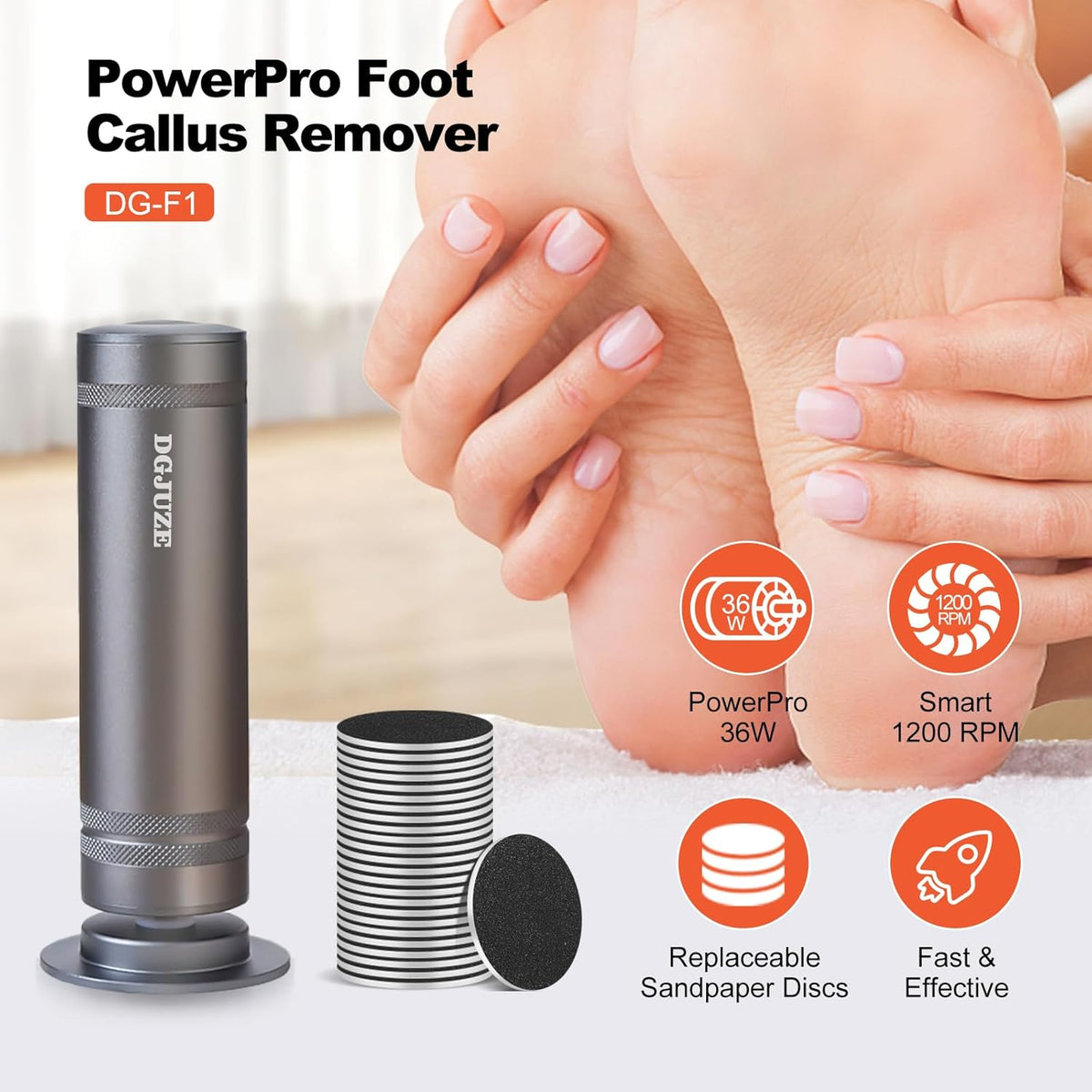 PowerPro Electric Foot Callus Remover,36W Professional 1200rpm Adjustable Speed Metal Body Heavy