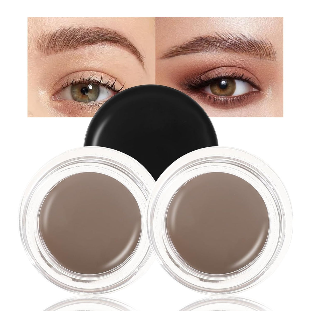 Boobeen 2 Pcs Eyebrow Pomade Cream, Waterproof Brow Pomade Gel High Pigmented Long-lasting for