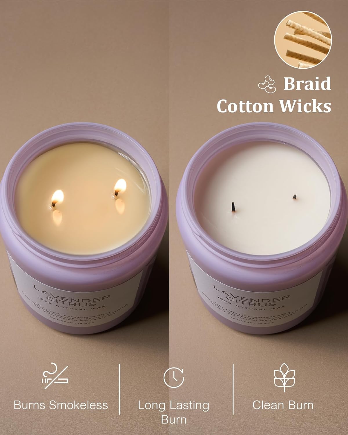M&SENSE Lavender Citrus Candles, 19.4oz 110H Burn Time Large Natural Soy Candles for Home Scented