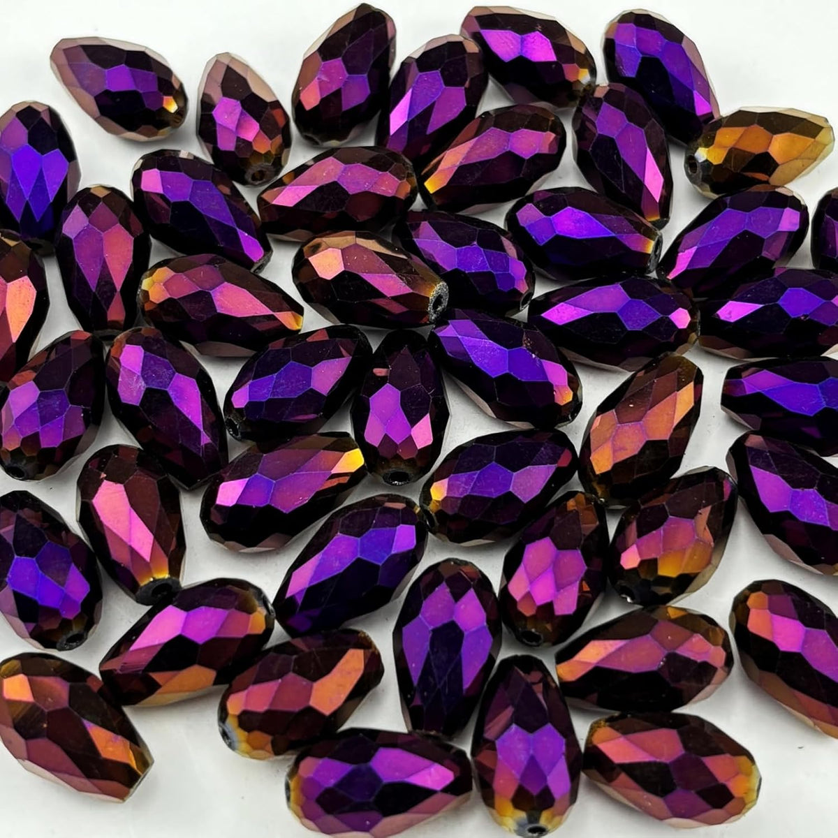 130pcs 6x8mm Teardrop Crystal Glass Beads for Jewelry Making, Faceted Vertical Hole Teardrop Glass