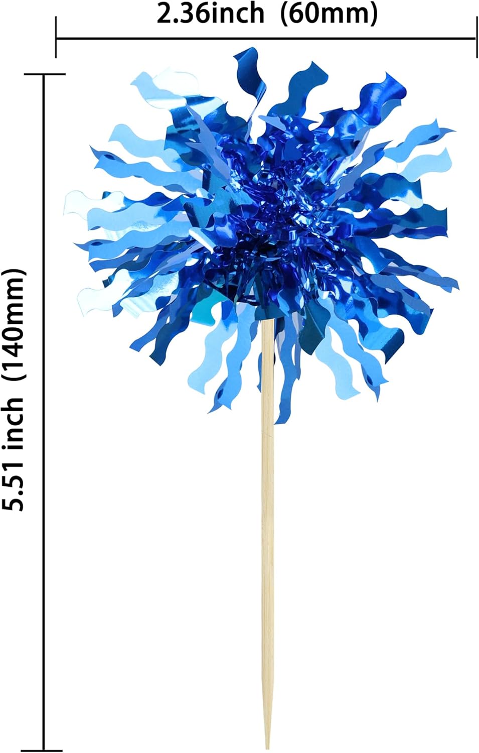 Gyufise 30Pcs Foil Firework Cupcake Toppers Happy Birthday Cake Toppers Sparkle Tinsel Flower Drink
