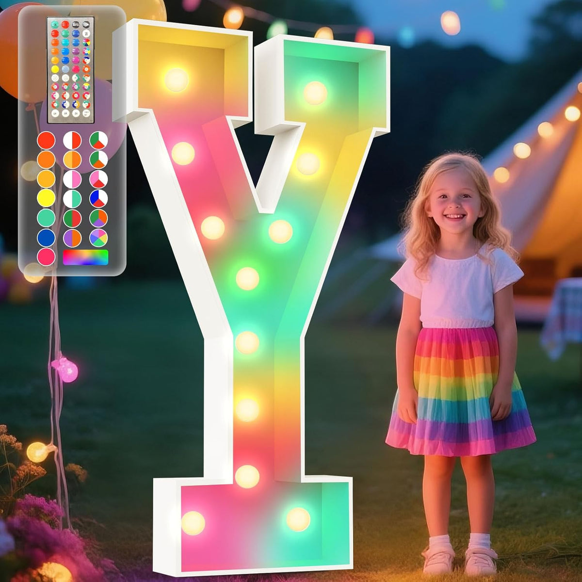Ledido 4FT Marquee Light Up Letters, 34 Colors Changing Marquee Letter 4 Feet Tall with Remote, Big
