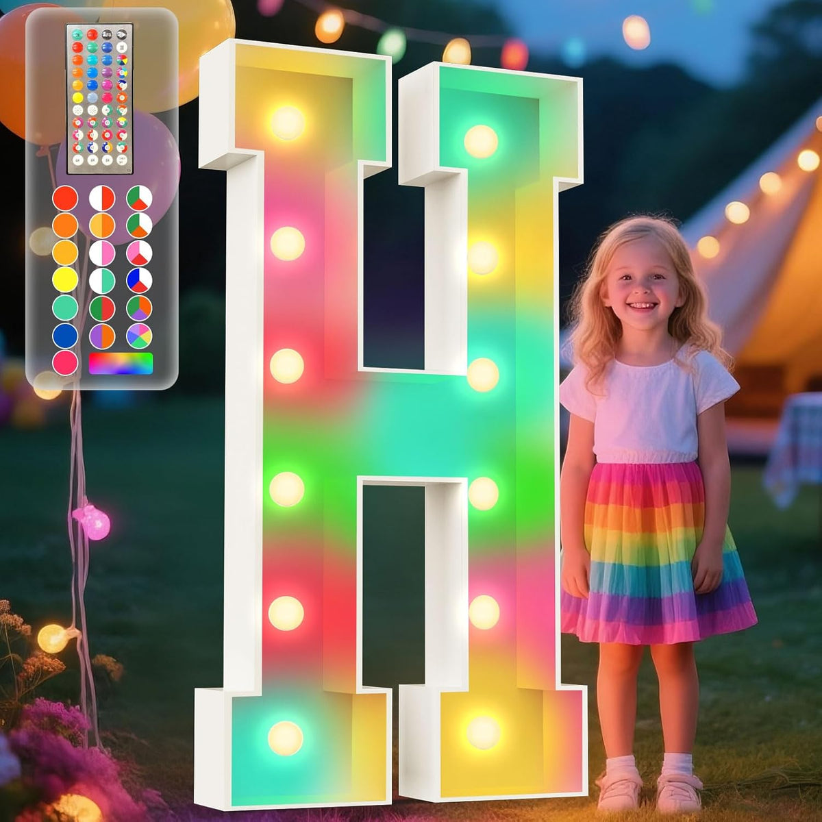 Ledido 4FT Marquee Light Up Letters, 34 Colors Changing Marquee Letter 4 Feet Tall with Remote, Big