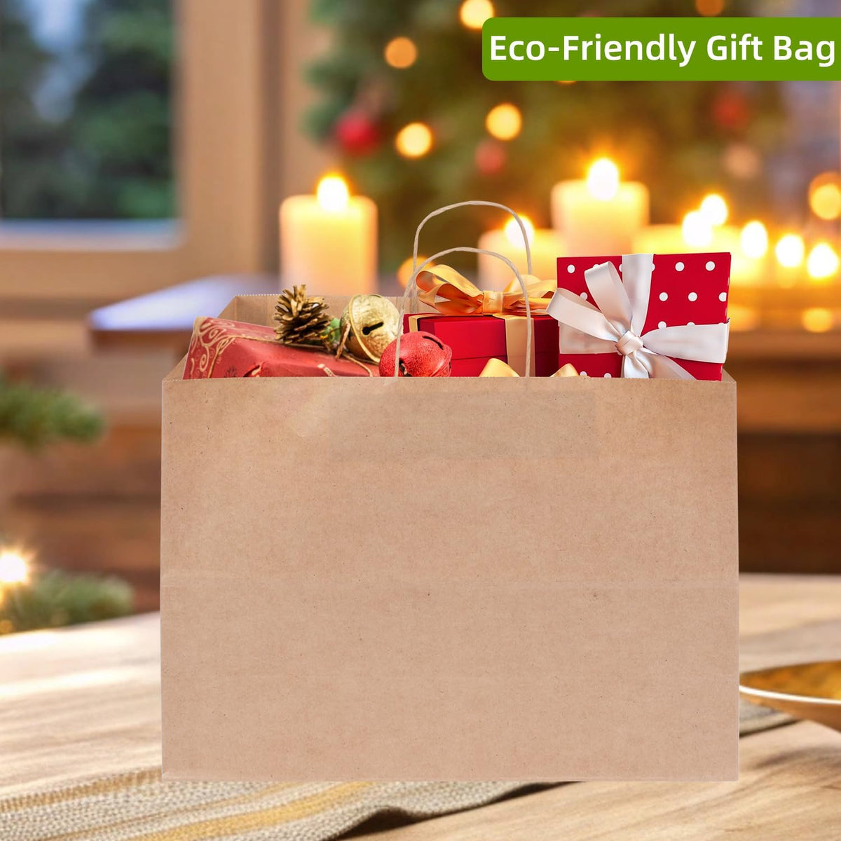 Johuivo Brown Paper Bags with Handles, 50 Pcs Brown Shopping Paper Bags, Recyclable Kraft Gift Bag